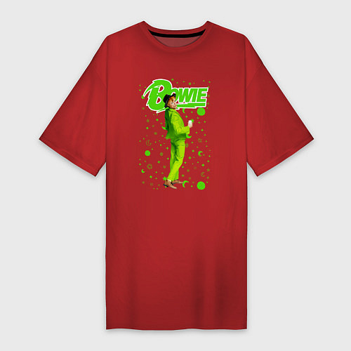 Женская футболка-платье David Bowie in a Green Suit / Красный – фото 1