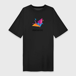 Футболка женская-платье Журавлик оригами, цвет: черный