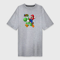 Футболка женская-платье Mario and Yoshi Super Mario, цвет: меланж