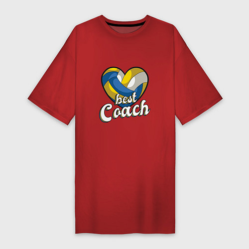 Женская футболка-платье Волейбол - Лучший тренер / Красный – фото 1