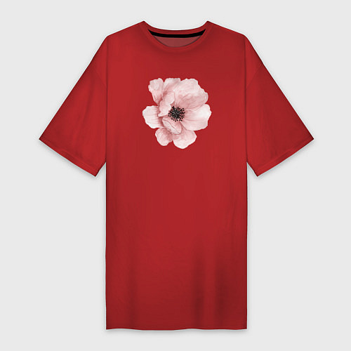 Женская футболка-платье Нежный мак / Красный – фото 1