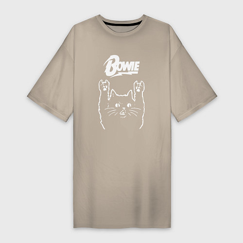 Женская футболка-платье Bowie Рок кот / Миндальный – фото 1