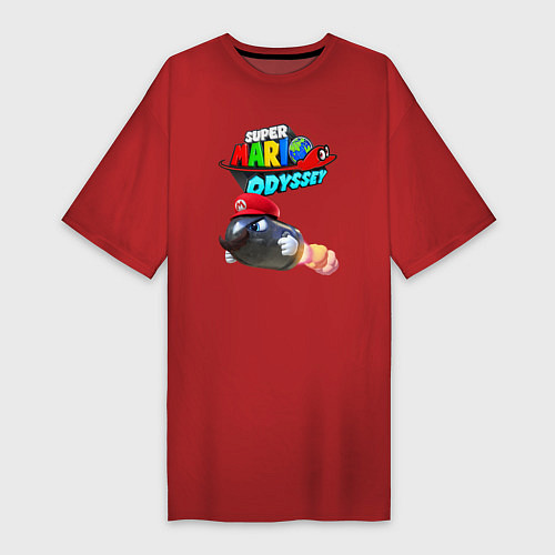 Женская футболка-платье Super Mario Odyssey Bullet Bill Nintendo / Красный – фото 1