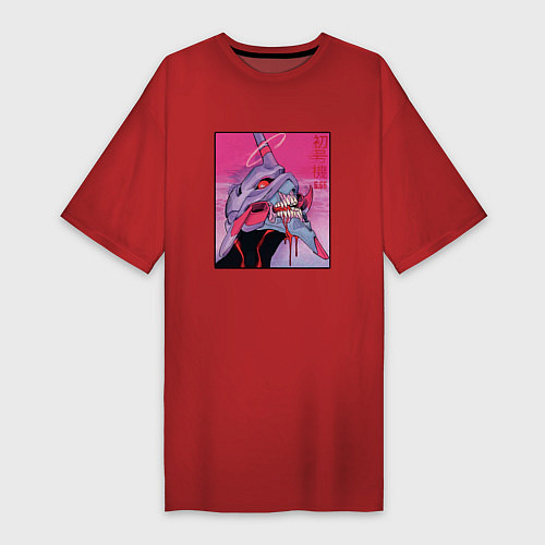 Женская футболка-платье Ева 02 Neon Evangelion / Красный – фото 1