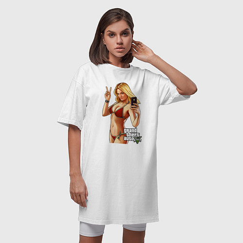 Женская футболка-платье GTA 5 Beach girl / Белый – фото 3