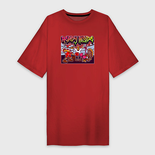 Женская футболка-платье Бокс Санты и Индюка / Красный – фото 1