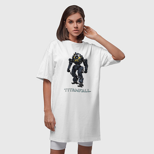 Женская футболка-платье TITANFALL ROBOT ART титанфолл / Белый – фото 3
