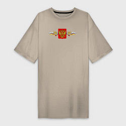 Женская футболка-платье Герб с флагом россии