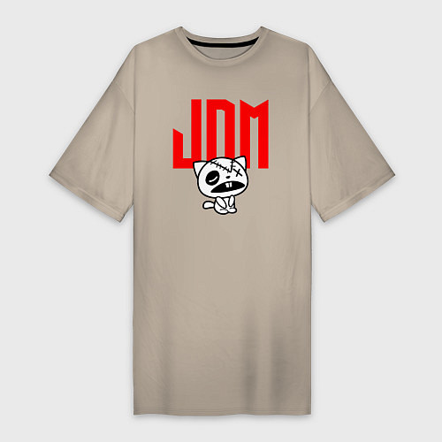 Женская футболка-платье JDM Kitten-Zombie Japan / Миндальный – фото 1
