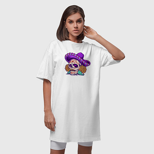 Женская футболка-платье Mexico Skull / Белый – фото 3