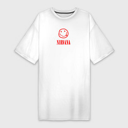 Женская футболка-платье Нирвана лого красном цвете