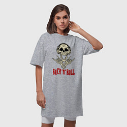 Футболка женская-платье Rock n Roll Skull, цвет: меланж — фото 2