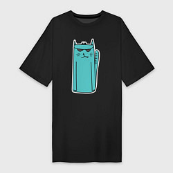 Женская футболка-платье Бирюзовый кот