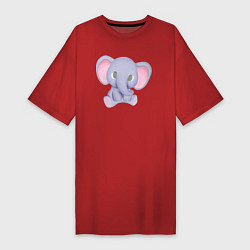 Женская футболка-платье Милый Слонёнок Сидит