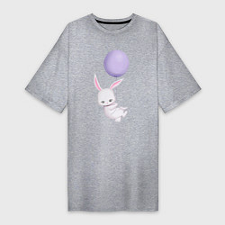 Женская футболка-платье Милый Крольчонок Летит На Воздушном Шаре