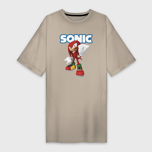 Женская футболка-платье Knuckles Echidna Sonic Video game Ехидна Наклз Вид / Миндальный – фото 1