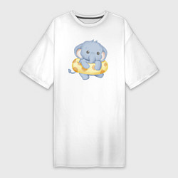 Женская футболка-платье Милый Слонёнок С Плавательным Кругом