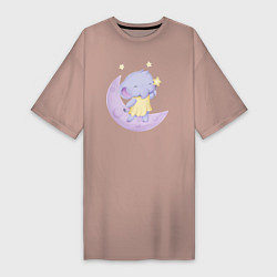 Женская футболка-платье Милый Слонёнок На Месяце