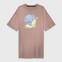 Женская футболка-платье Милый Слонёнок С Бананом