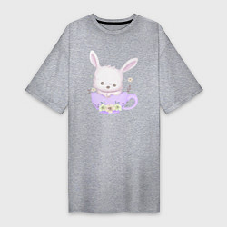 Женская футболка-платье Милый Крольчонок Внутри Чашки
