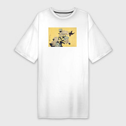 Женская футболка-платье Hydrangea and Swallow Ласточка