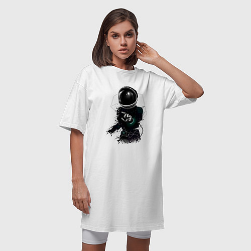 Женская футболка-платье Космос прикасается к тебе / Белый – фото 3