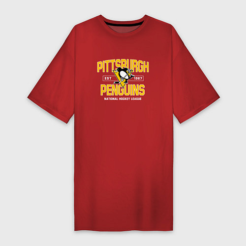 Женская футболка-платье Pittsburgh Penguins Питтсбург Пингвинз / Красный – фото 1