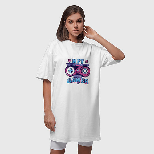 Женская футболка-платье NFT GAMER / Белый – фото 3