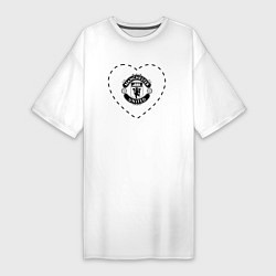 Футболка женская-платье Лого Manchester United в сердечке, цвет: белый