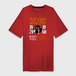 Футболка женская-платье ACDC HIGHWAY TO HELL TOUR, цвет: красный