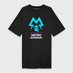 Женская футболка-платье Символ Metro Exodus в неоновых цветах
