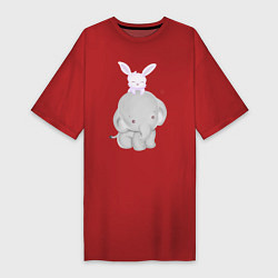Женская футболка-платье Милый Слонёнок и Крольчонок