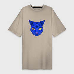 Женская футболка-платье Иллюстрация неоновой кошки