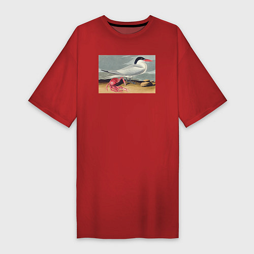 Женская футболка-платье Cayenne Tern Чайка и краб / Красный – фото 1