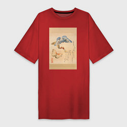 Женская футболка-платье Японская гравюра Бабочки