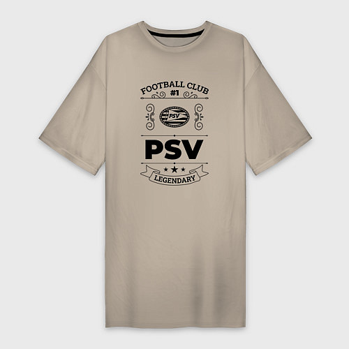Женская футболка-платье PSV: Football Club Number 1 Legendary / Миндальный – фото 1
