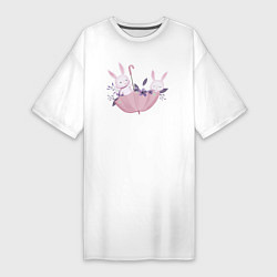 Женская футболка-платье Милые Крольчата В Зонтике