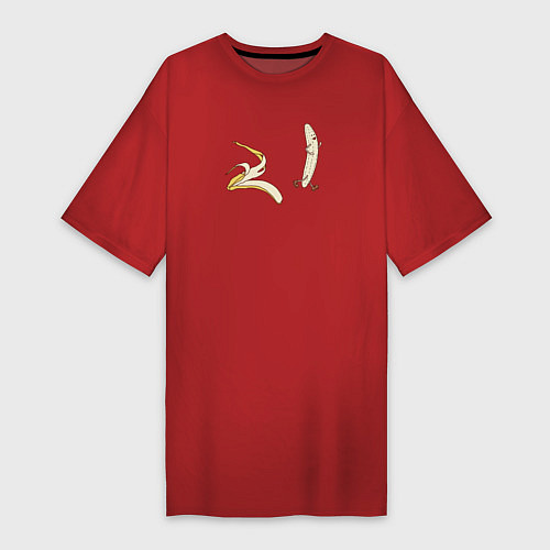 Женская футболка-платье Свободный банан скинул кожуру / Красный – фото 1