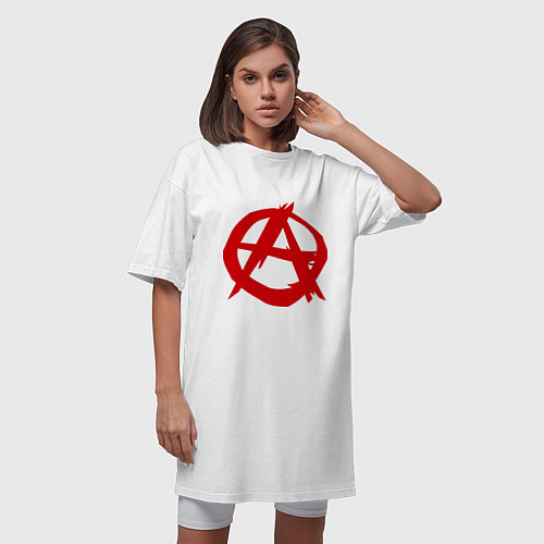 Женская футболка-платье Символ анархии / Белый – фото 3
