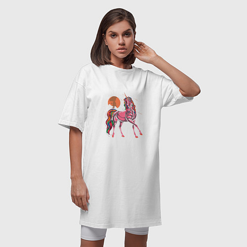 Женская футболка-платье UNICORN HORSE / Белый – фото 3