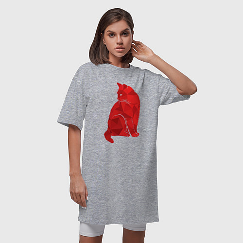 Женская футболка-платье Котик минимализм / Меланж – фото 3
