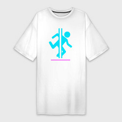 Женская футболка-платье Символ Portal в неоновых цветах