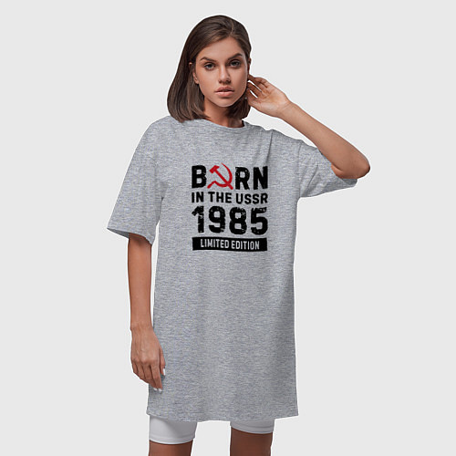 Женская футболка-платье Born In The USSR 1985 Limited Edition / Меланж – фото 3