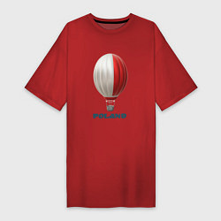 Футболка женская-платье 3d aerostat Polish flag, цвет: красный