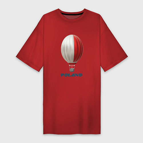 Женская футболка-платье 3d aerostat Polish flag / Красный – фото 1