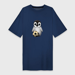 Футболка женская-платье Футбол - Пингвин, цвет: тёмно-синий