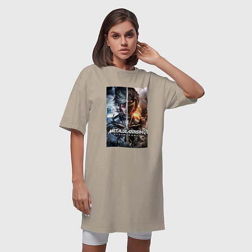Женская футболка-платье Metal Gear Rising - Revengeance / Миндальный – фото 3