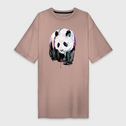 Женская футболка-платье Панда - акварель