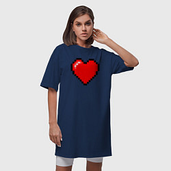 Футболка женская-платье Пиксельное сердце-здоровье - Красный, цвет: тёмно-синий — фото 2