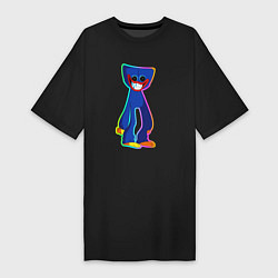 Женская футболка-платье Poppy Playtime: Хагги Вагги разноцветный неон